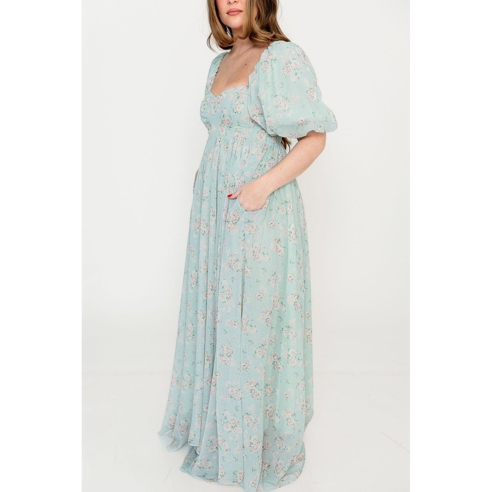 Worth Collective Willow Maxi Dress w/Train Cottage Sage Large NWT Princess - Picture 5 of 15